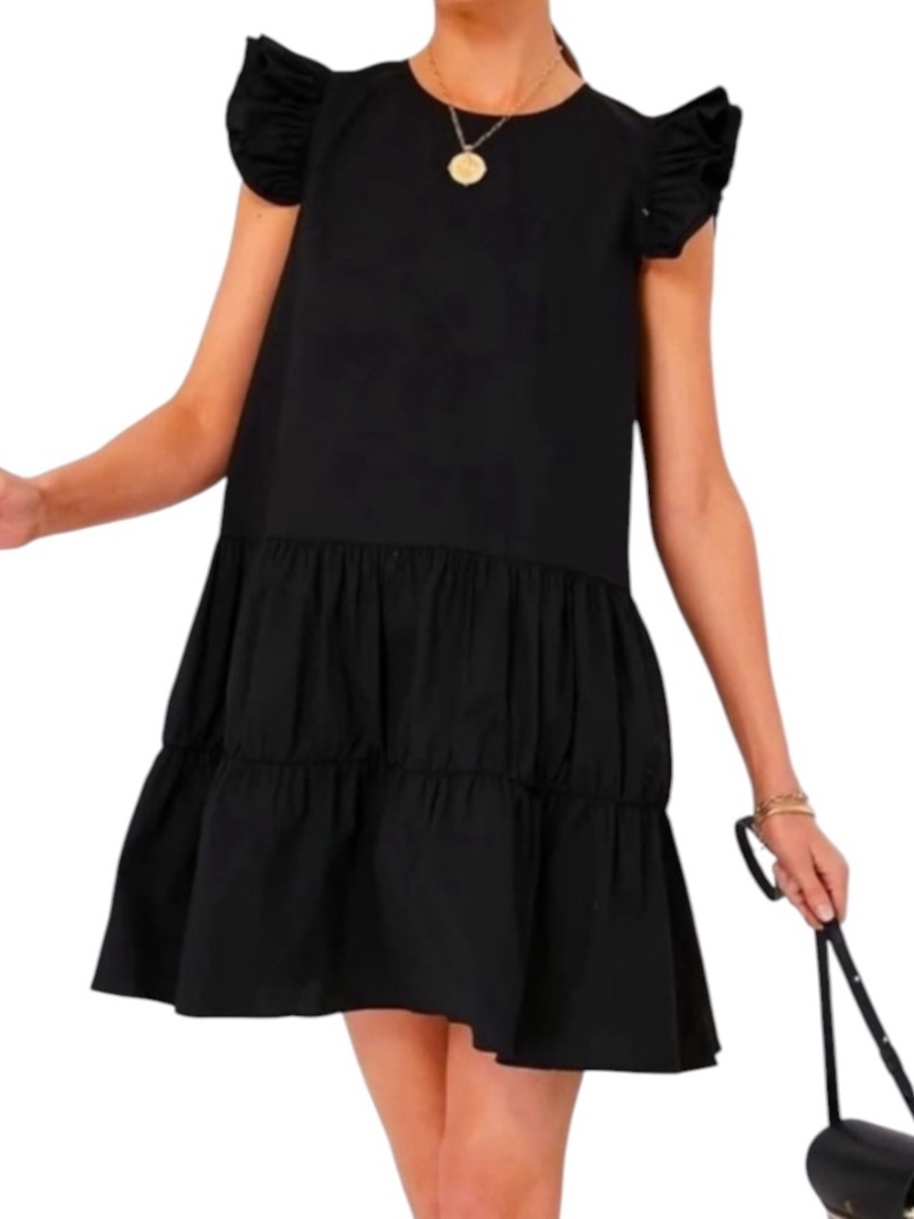 Pomander Place by Tuckernuck Black Corrine Flutter Sleeve Mini Dress Women Small